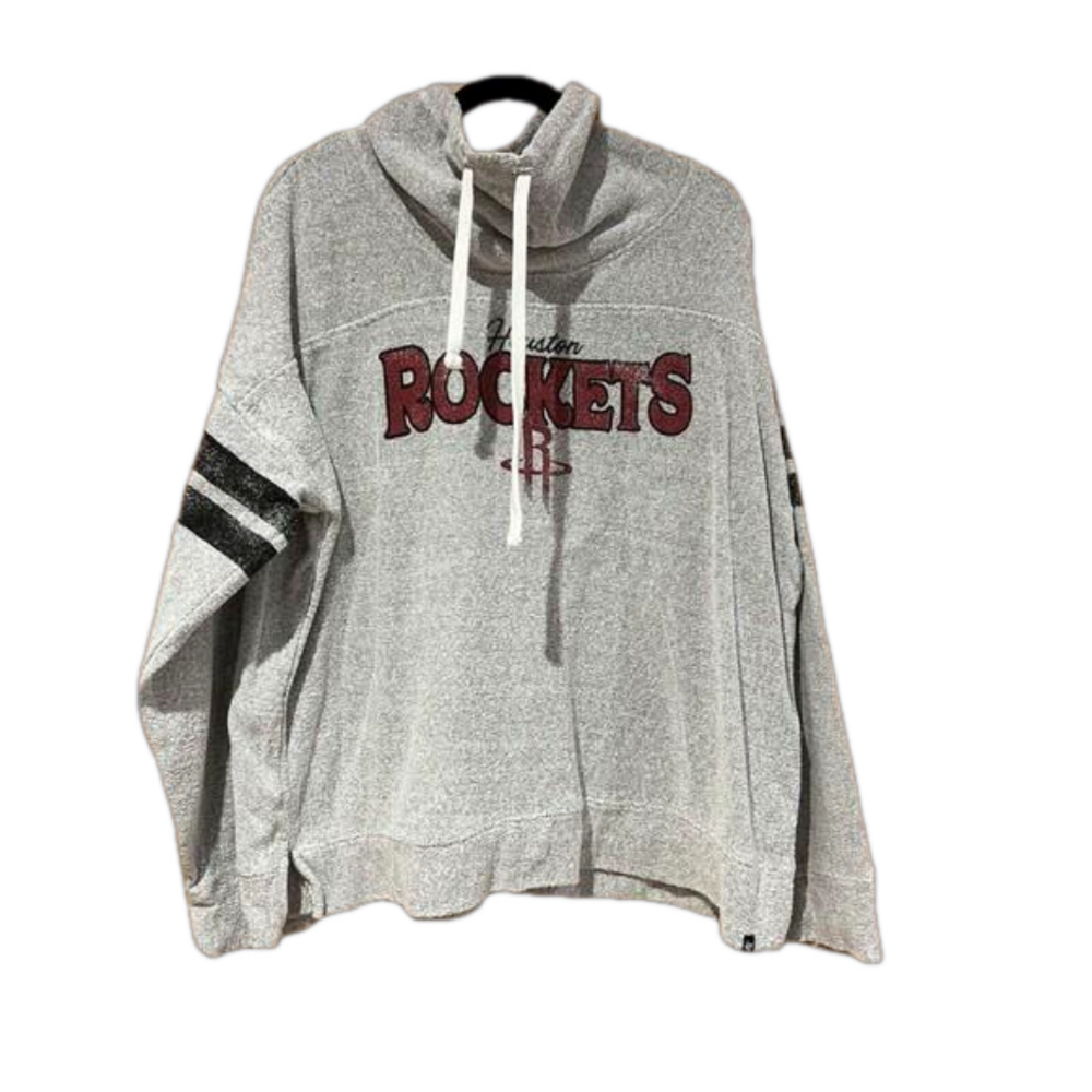 Houston Rockets NBA Gray Red Long Sleeved Pullover Turtle Neck Sweatshirt XXL